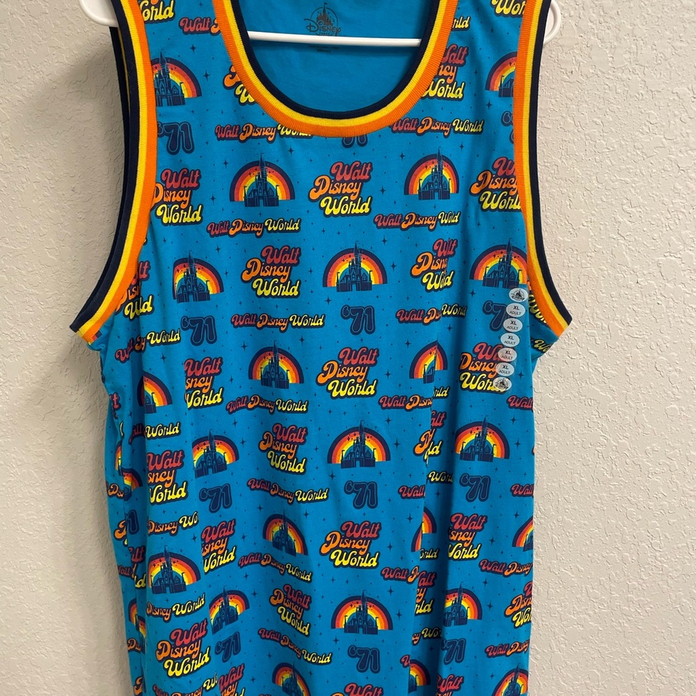 Walt Disney World Retro 1971 Blue Tank Top with Rainbow Graphics